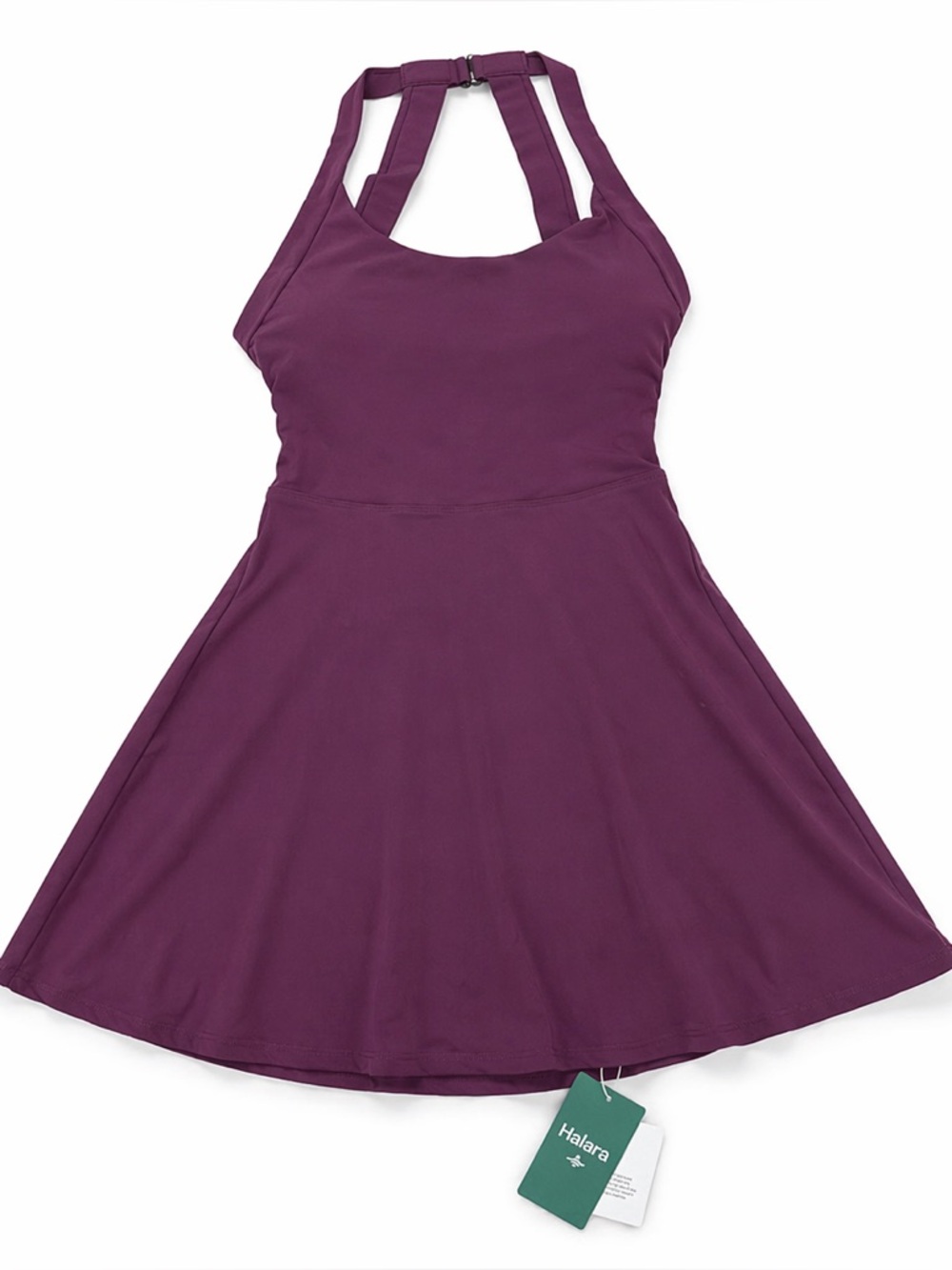 Halara Backless Athletic Dress Fig Burgundy Plum Tennis Dress Built-in Shorts